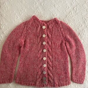 Elegant Wool Pink Cable Knit Cardigan